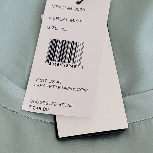 Lafayette 148 Light Blue Satin Silk Top Size XL.Brand New With Tag. - Picture 5 of 11